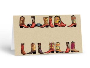 stonehouse collection | western theme place card | ranch themed name card | cowbow boots table tent name card for birthday party | wedding, dinner, name card | 25 count (cowboy boots)