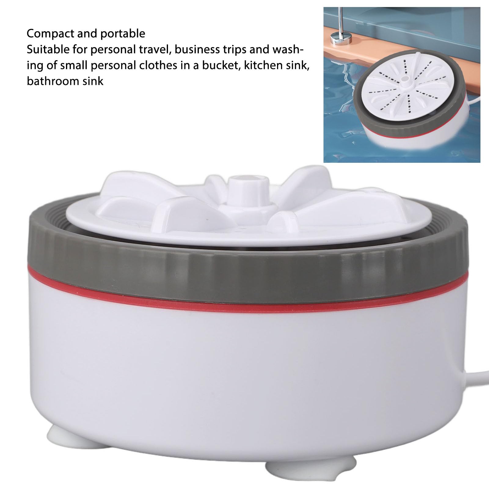 Mini Turbo Washing Machine, USB Portable Small Clothes Washer for Travel Business Trips, Timed Adjustable Laundry Washer for Underwear, Baby Clothes, Towels, Socks or Fruit Dish