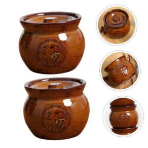 2pcs Soup Cup Household Soup Pot Ceramic Soup Pot Home Soup Pot Soup Pot with Lid Stewing Crock Soup Stew Pot Ceramic Stockpot Cooking Pot Soup Ceramic Pot Soup Maker Stock Pot