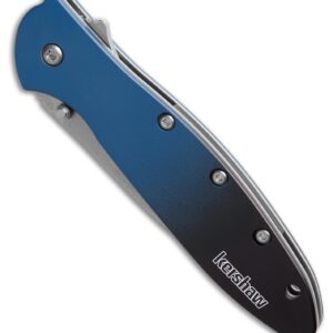 Kershaw Leek Pocket Knife, Limited Release Gradient Blue/Black Aluminum Handle, Stonewash 3" MagnaCut Wharncliffe Blade, Spring Assisted Knife, EDC Folding Knife