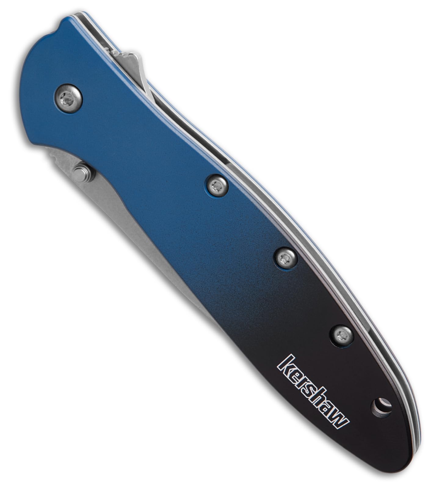 Kershaw Leek Pocket Knife, Limited Release Gradient Blue/Black Aluminum Handle, Stonewash 3" MagnaCut Wharncliffe Blade, Spring Assisted Knife, EDC Folding Knife