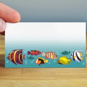 Stonehouse Collection | Tropical Fish Party Name Cards | Oceanside Table Tent Cards | Beach Name Cards | 25 Count (Tropical Fish)