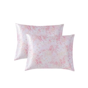 Betsey Johnson - Twin Duvet Cover Set, Luxurious Satin Bedding with Matching Sham, Silky Home Decor for Hair and Skin (Butterfly Garden Pink, Twin)