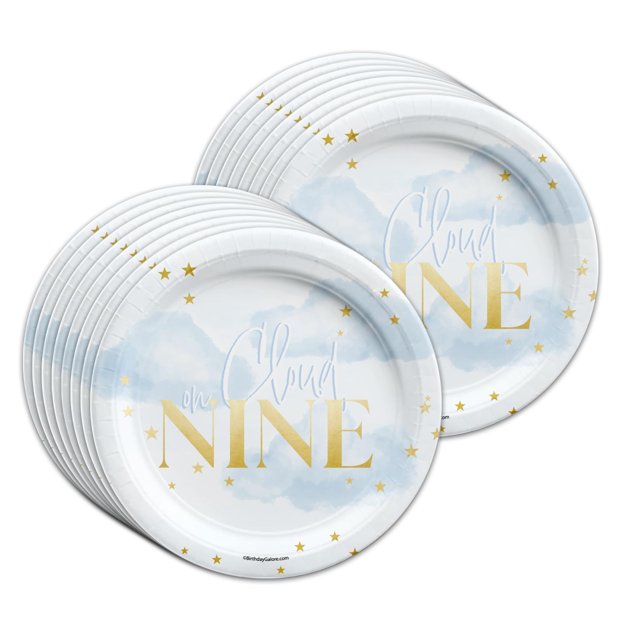 On Cloud Nine Birthday Party Supplies - Bridal Shower Tableware Set Includes Plates Napkins Cups - Kit for 16