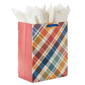 Hallmark 17" Extra Large Plaid Gift Bag with Tissue Paper and Gift Tag (Happy You Day) for Birthdays, Father's Day, Graduations