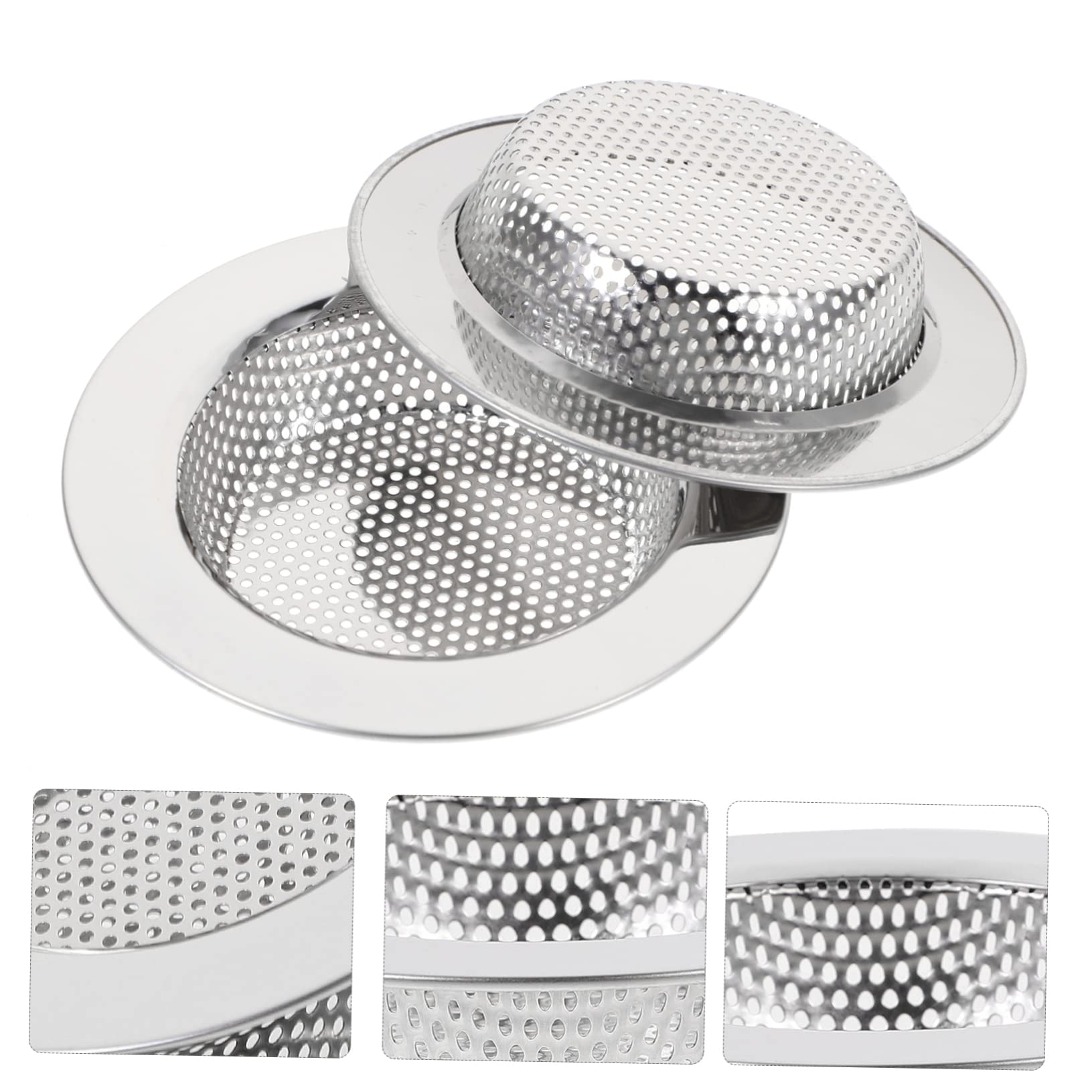 2pcs Sink Strainer Bath Tub Plug Stopper Sink Drain Sink Food Catcher Kitchen Sink Filter Basket Kitchen Sink Filter Strainer Anti-blocking Net Dish Basin Stainless Steel