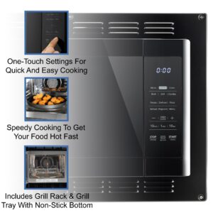 RecPro RV Kitchen Air Fryer & Convection Microwave with Trim Kit | 1.0 Cu. Ft. | 120V | 6 Cooking Modes (Black)