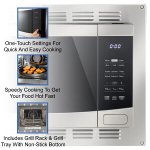 RecPro RV Kitchen Air Fryer & Convection Microwave with Trim Kit | 1.0 Cu. Ft. | 120V | 6 Cooking Modes (Stainless Steel)