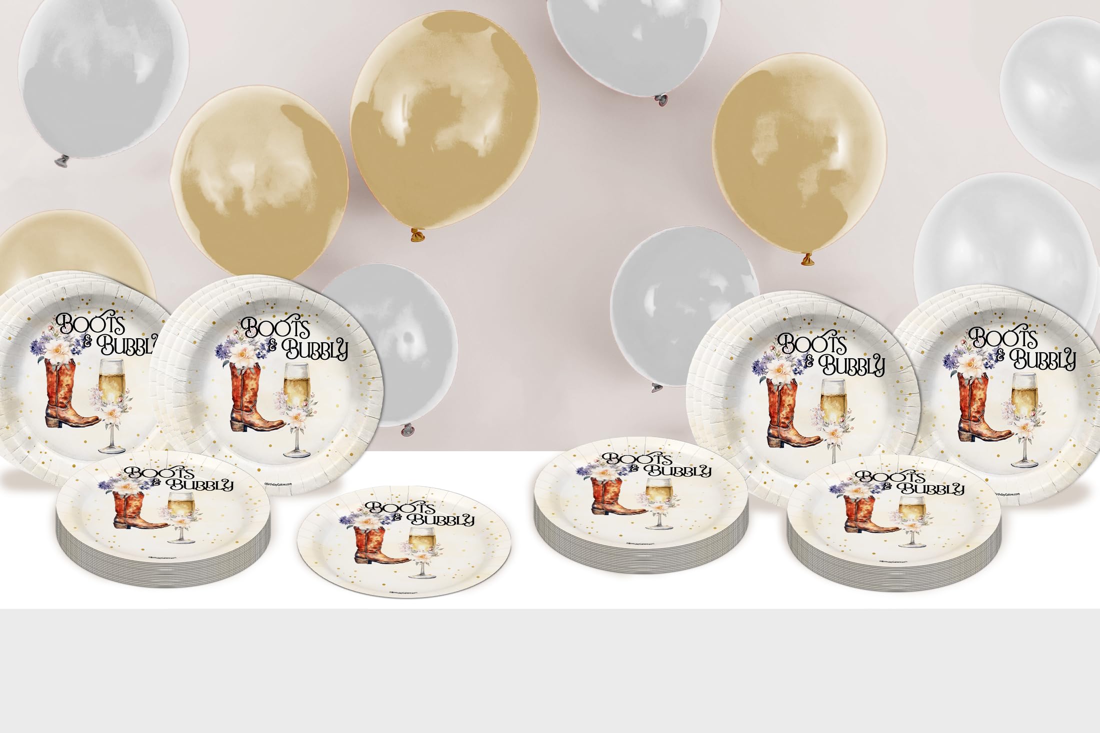 Birthday Galore Boots and Bubbly Bridal Shower Party Supplies Large 9" Paper Plates in Bulk 32 Piece