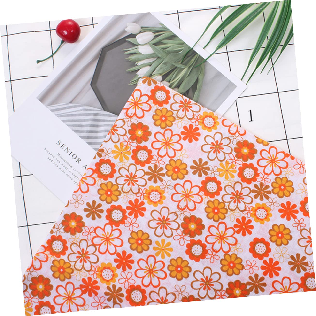 Operitacx 7pcs Orange Cotton Fabric Squares Handmade Cotton Fabrics Fabric Bundles Orange Sewing Fabric Cloth Material Floral Cotton Sewing Squares Quilted Fabric Patchwork