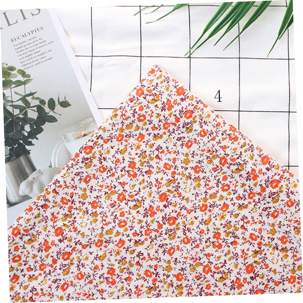 Operitacx 7pcs Orange Cotton Fabric Squares Handmade Cotton Fabrics Fabric Bundles Orange Sewing Fabric Cloth Material Floral Cotton Sewing Squares Quilted Fabric Patchwork