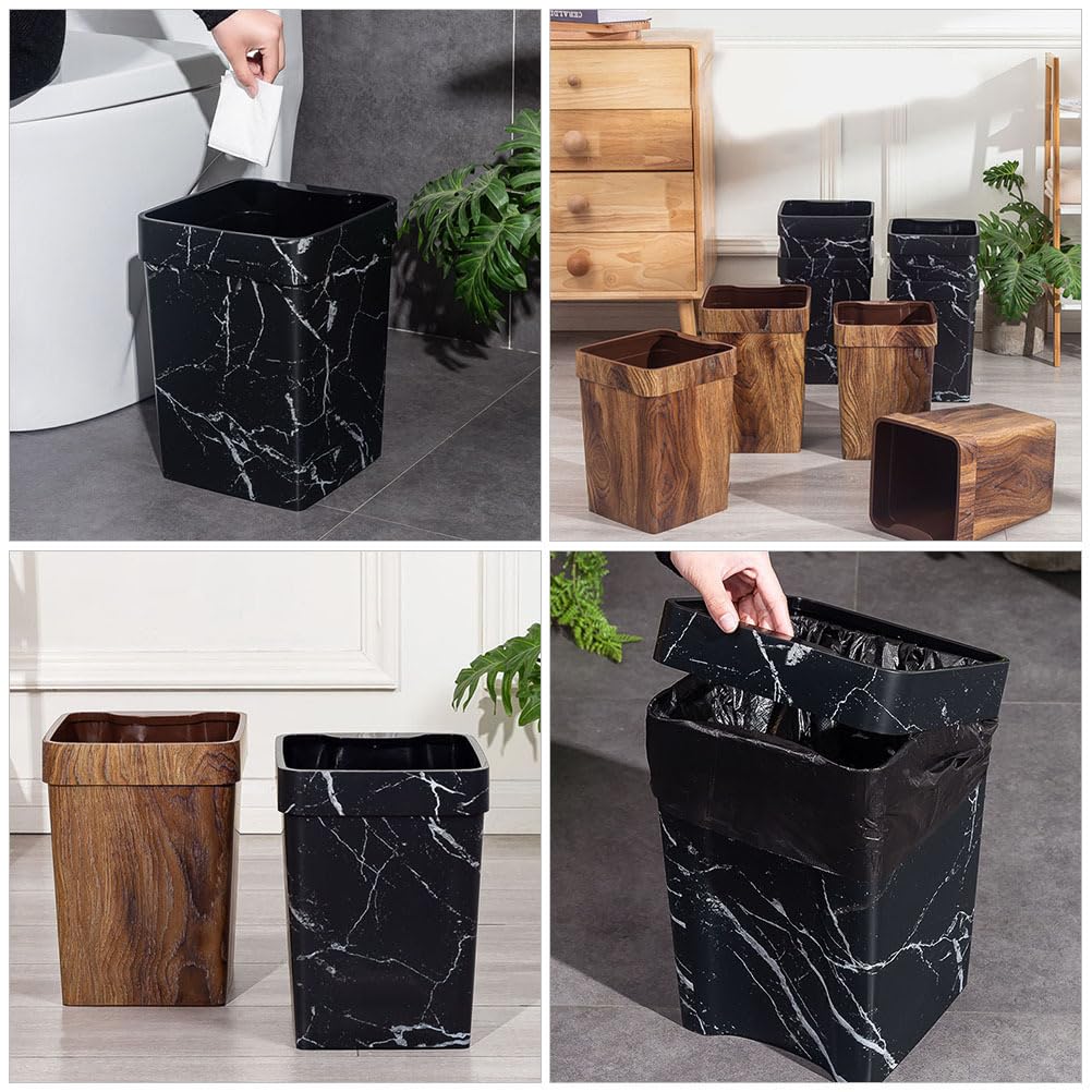 BESTOYARD Marble Trash Can Trash Basket Large Trash Cans Bathroom Trashcan Trash Can Bedroom Marble Bathroom Trash Black Bins Garbage Can Waste Bin Container Outdoor Plastic Office