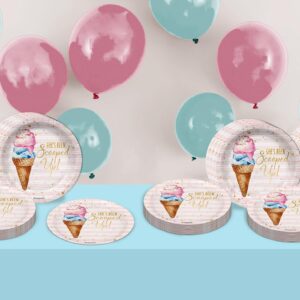 She's Been Scooped Up Scoops Ice Cream Bridal Shower Party Supplies Large 9" Paper Plates in Bulk 32 Piece