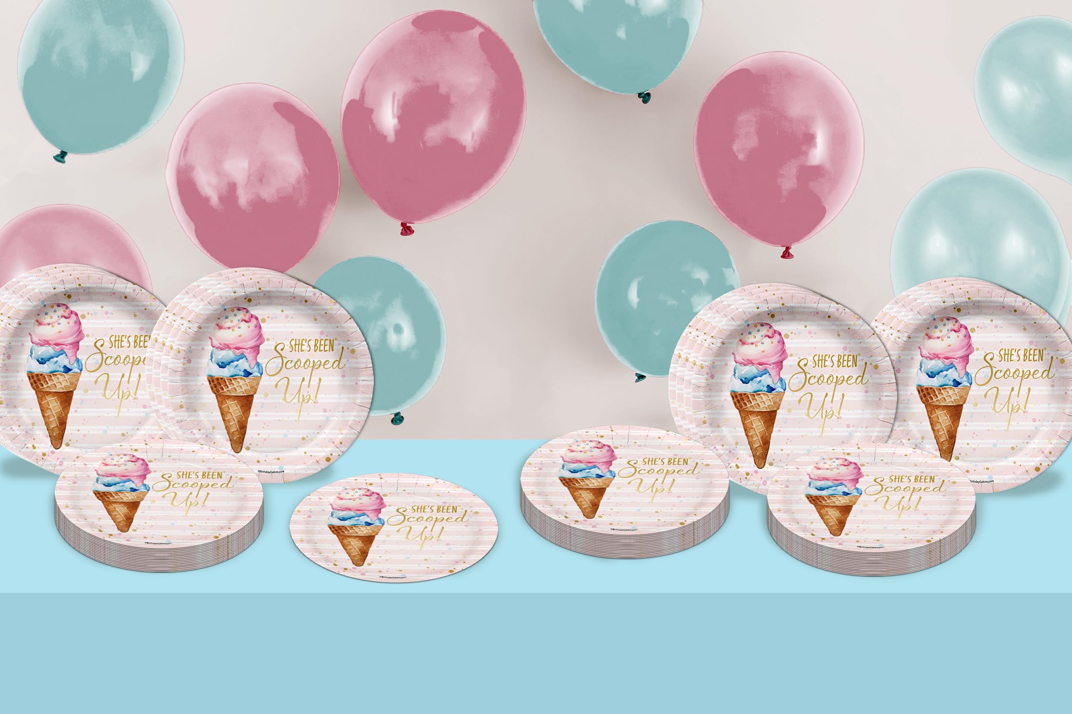 She's Been Scooped Up Scoops Ice Cream Bridal Shower Party Supplies Large 9" Paper Plates in Bulk 32 Piece