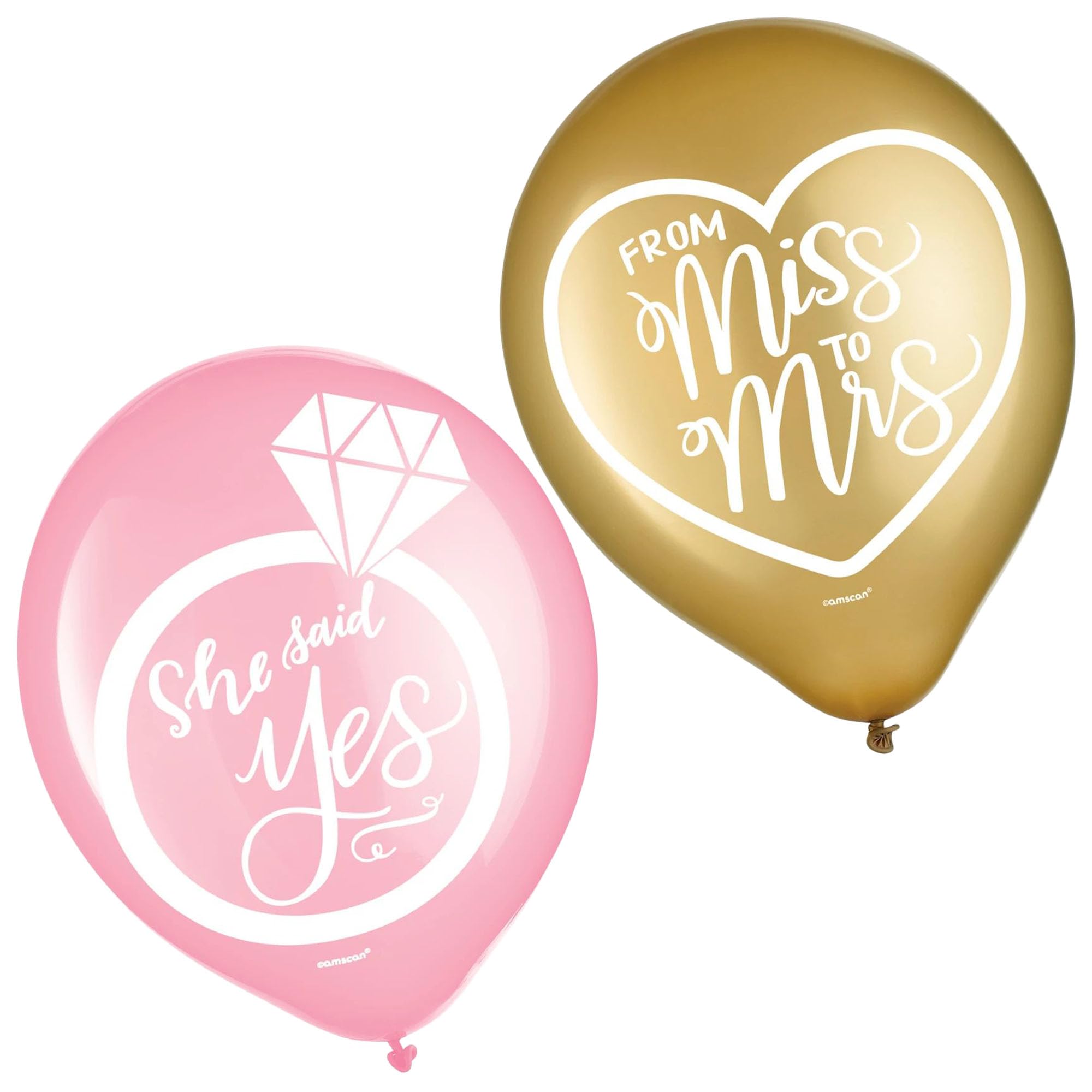 Bridal Party Supplies - Miss To Mrs. Latex Balloon Wedding and Bridal Shower Decorations in Pink and Gold, 30 Count