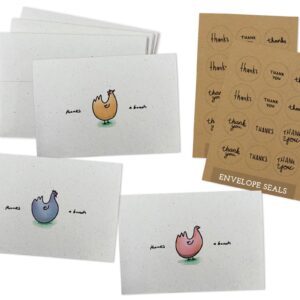 Sugartown Greetings Cute & Colorful Chickens Thank You Note Cards Set - 24 Chicken Thank You Cards with Envelopes - Includes Kraft Sticker Seals