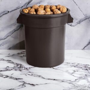 Mix.Home Round Trash bin Lid and Dolly Garbage can Outdoor Heavy Duty Trash can Industrial Trash can Yard Trash can Large Garbage cans Trash Barrels Garbage Drum Kitchen Trash bin (Brown, 20 Gallon)