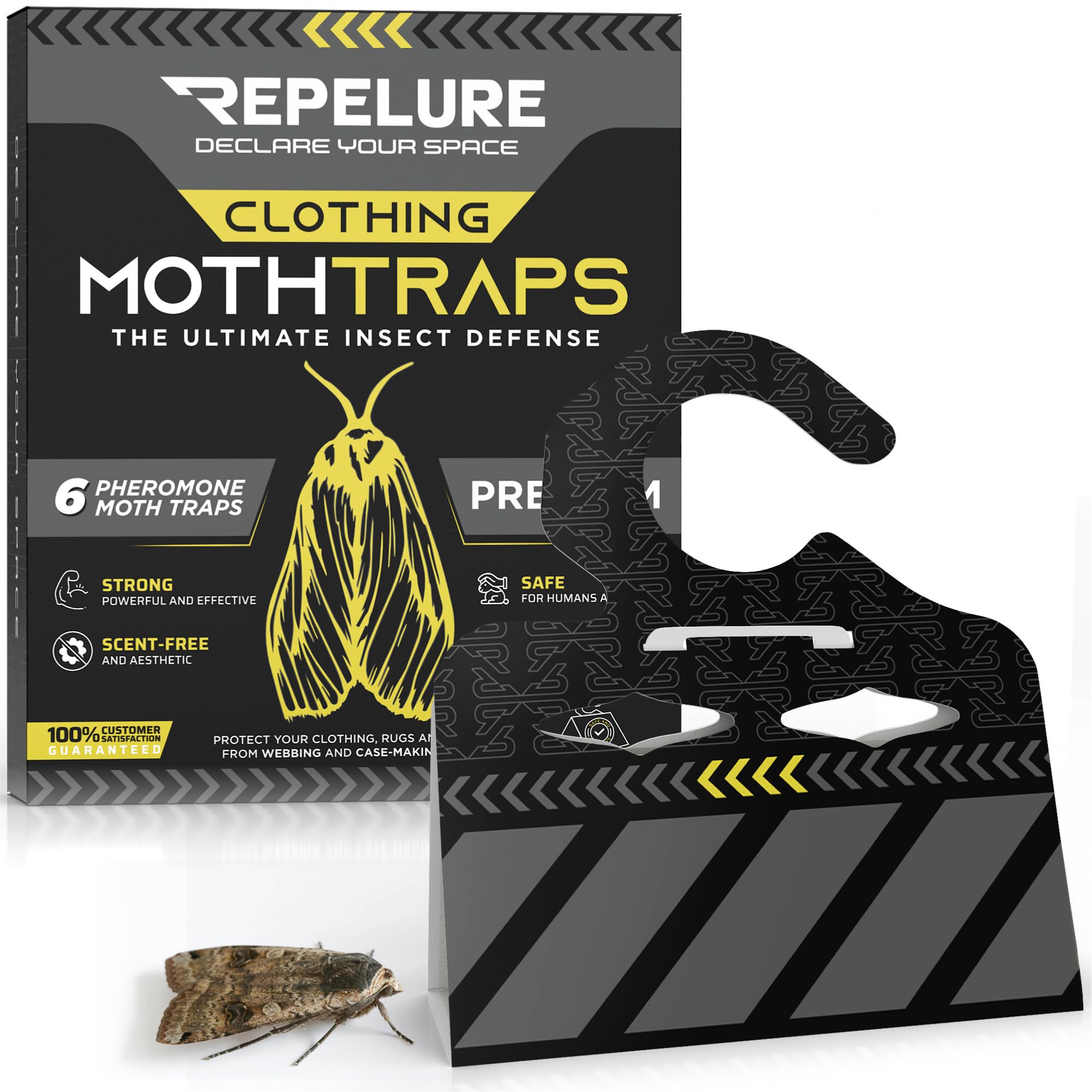 Repelure Premium Moth Traps for Clothes - Moth Traps with Pheromones - Strongest Luring and Stickiest Closet Moth Traps - Clothing Moth Traps - Moth Killer Indoor Moth Repellent for Closets (6 Pack)