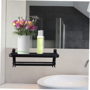 PRETYZOOM 1 Set Storage Rack Bath Towel Rack Towel Racks Bar Black Towel Hook Hanger Organizer Black Stand Vintage Bathroom Towel -Mounted Aviation Aluminum Space Aluminum