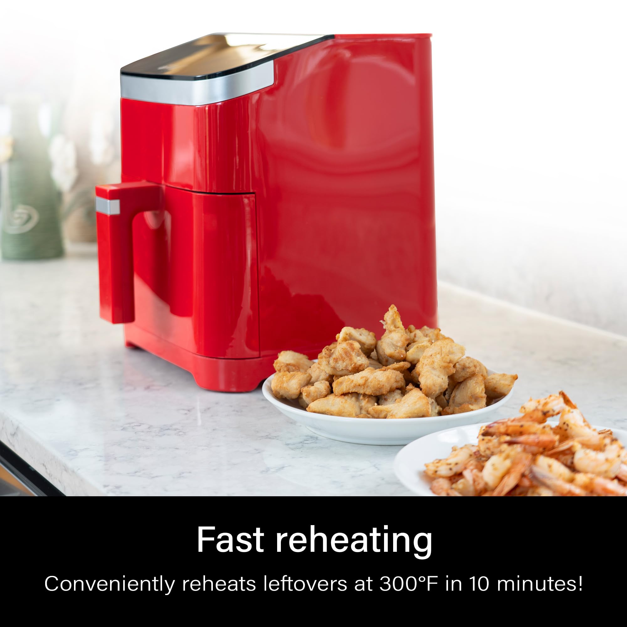 Deco Chef 5.8QT Air Fryer, 8-in-1 Smart Cooking Programs, Nonstick and Dishwasher-Safe Basket, Red