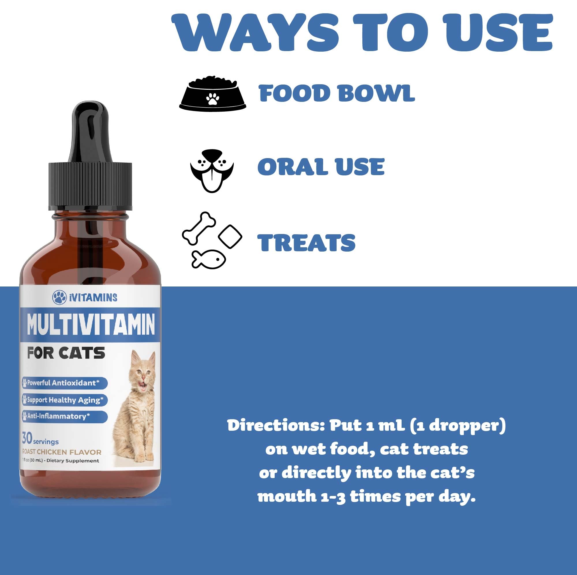 Cat Multivitamin - Supports Immune Health, Skin, Coat, Heart Health & More - Cat Vitamins - Cat Supplements & Vitamins - Cat Vitamins for Indoor Cats - Kitten Vitamins - Cat Immune Support - (1)