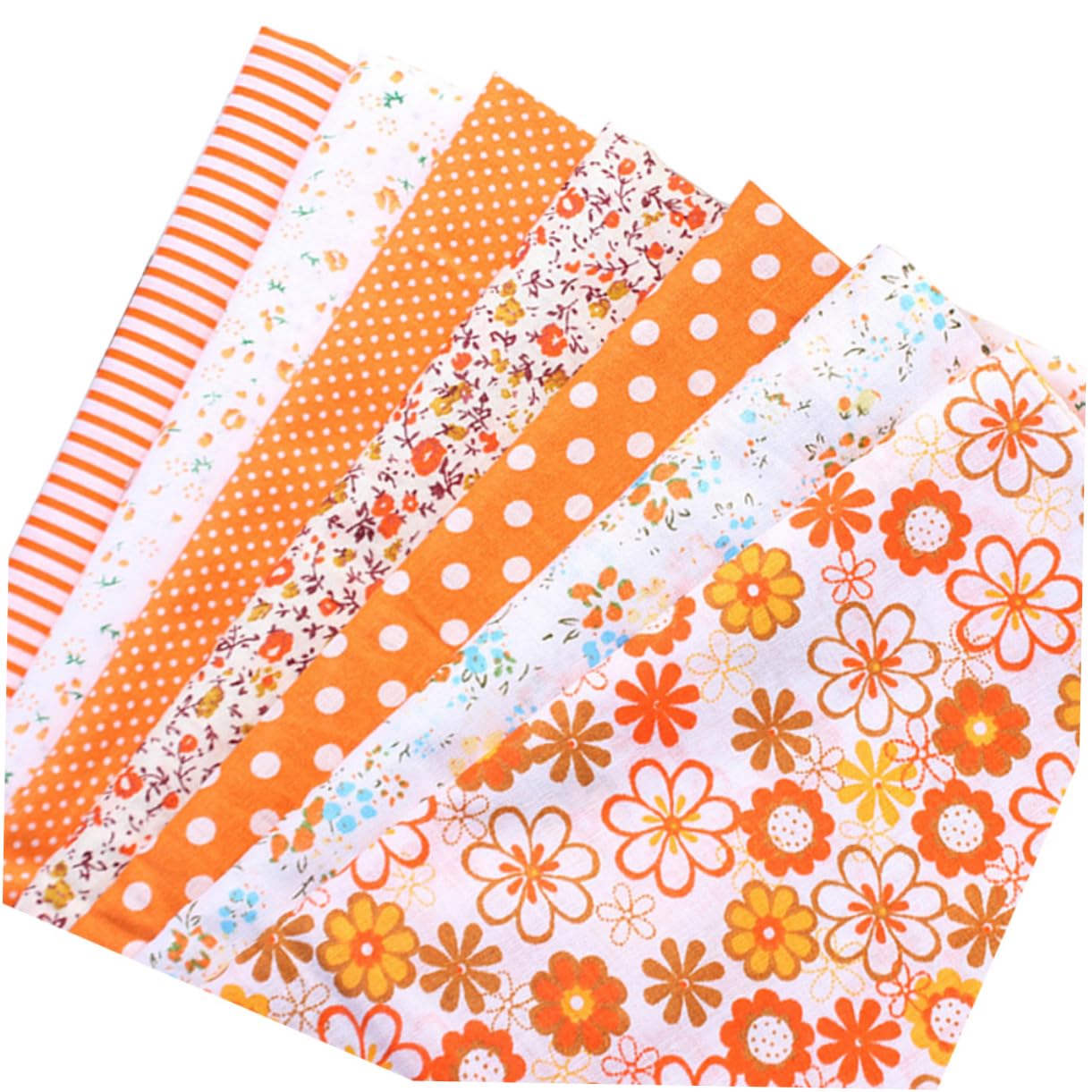 Operitacx 7pcs Orange Cotton Fabric Squares Handmade Cotton Fabrics Fabric Bundles Orange Sewing Fabric Cloth Material Floral Cotton Sewing Squares Quilted Fabric Patchwork