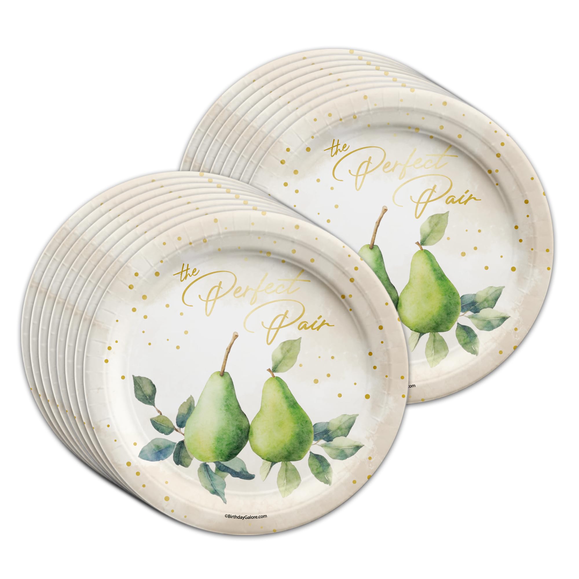 The Perfect Pair Shower Party Supplies - Perfect Pear Twin Baby Shower - Perfect Pear Bridal Shower - Tableware Set Includes Plates Napkins Cups - Kit for 16