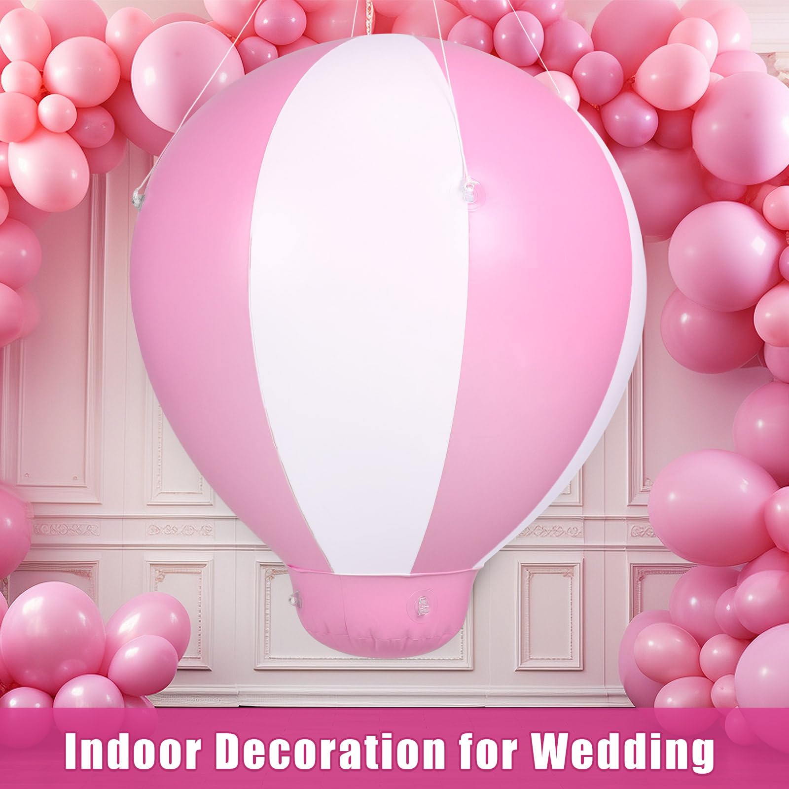 Syhood Half Hot Air Balloon with Air Pump Inflatable Baby Shower Party Hanging Balloon for Girls Boys Baby Indoor Outdoor Decoration for Kids Birthday Nursery Wedding Exhibitions (Pink,5 ft)