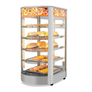 rovsun 5-tier food warmer pizza warmer countertop, food warmer display pretzel warmer with led lighting removable shelves glass door, pastry display case for buffet restaurant cafe, 110v 800w