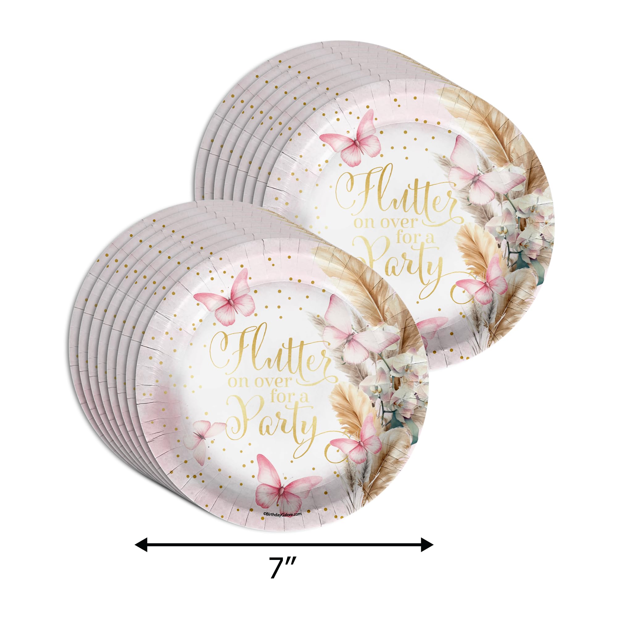 Butterfly Bridal Shower Party Supplies 64 Piece Tableware Set Includes Large 9" Paper Plates Dessert Plates, Cups and Napkins Kit for 16