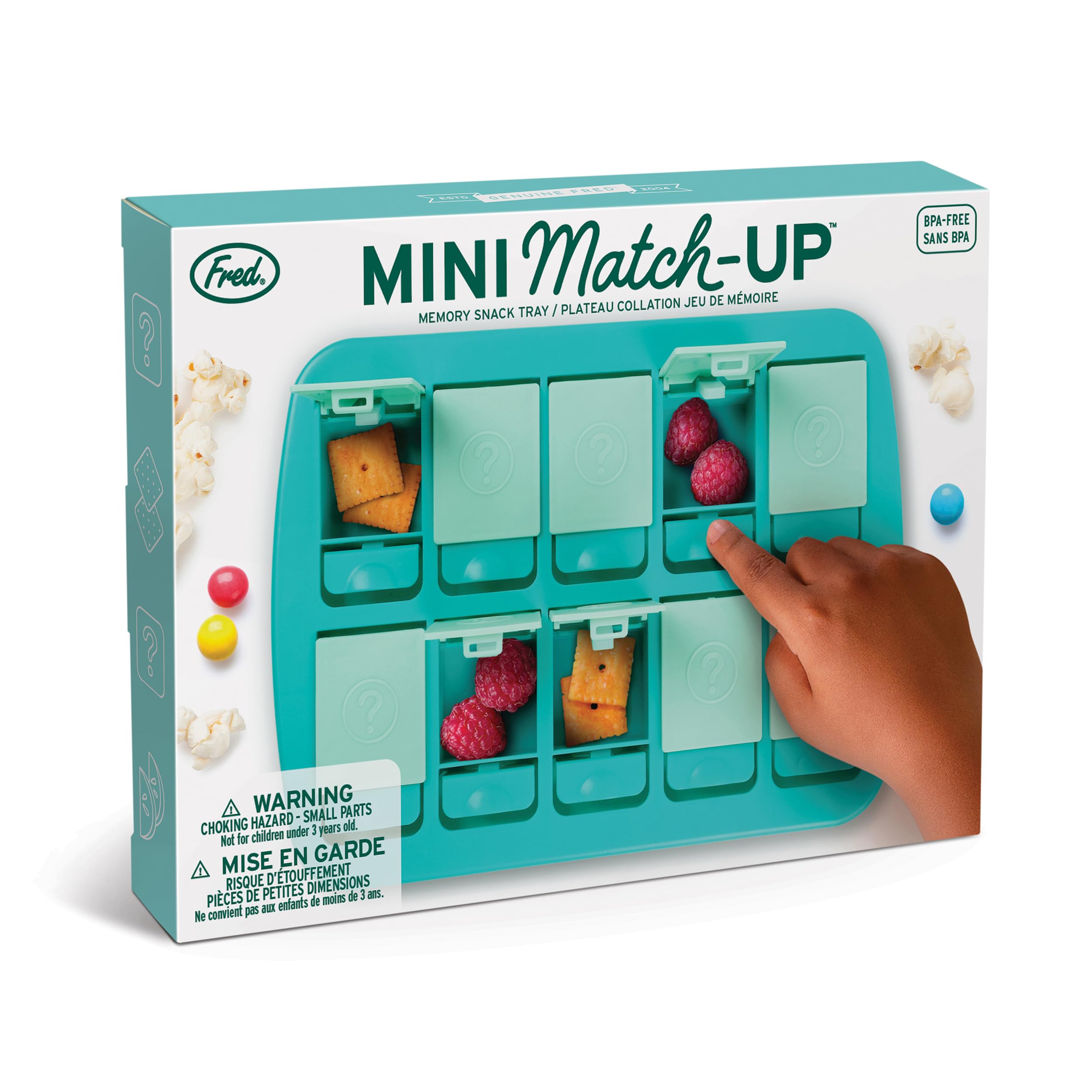 Genuine Fred Mini Match UP Memory Snack Tray, Fun Interactive Game for Kids, Travel,Friendly 8.5" x 6", BPA Free, The Ultimate Snacktivity for Picky Eaters, Dishwasher Safe