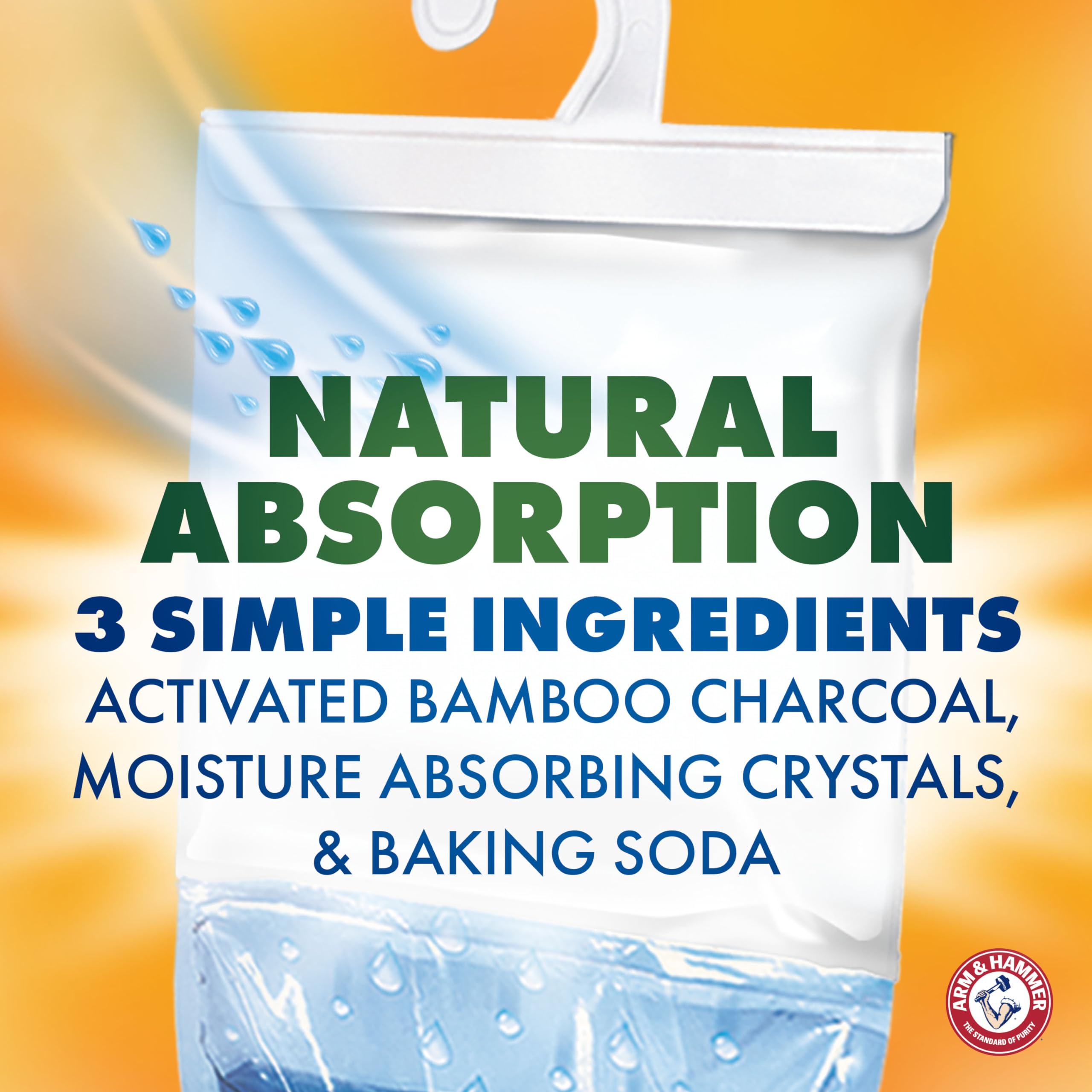 Arm & Hammer Essentials Hanging Moisture Absorber and Odor Eliminator, 17.5 oz., 3 Pack, Fragrance Free, Moisture Absorbers for Closets, Laundry Rooms and Bedrooms, Long-Lasting Freshness