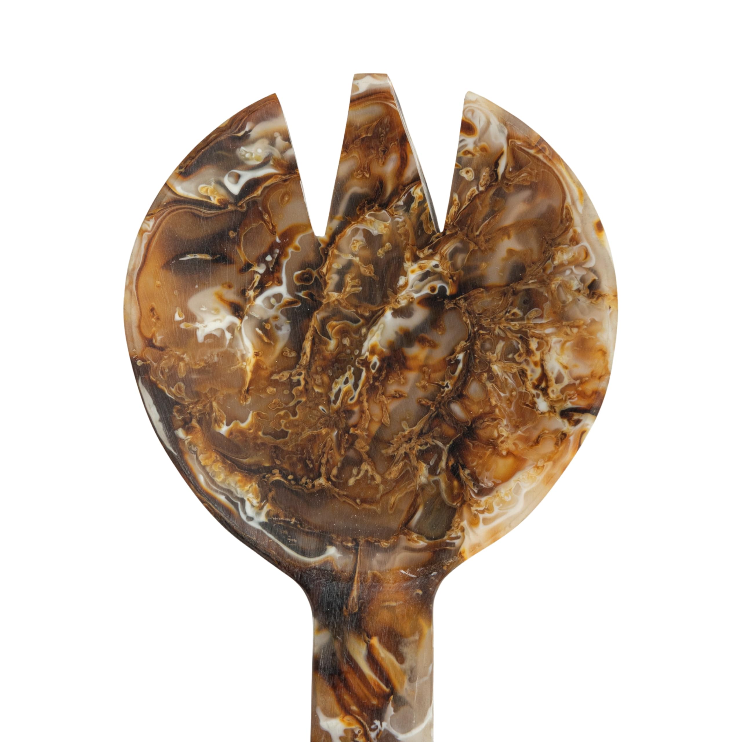 Creative Co-Op, Brown, Resin Salad Servers with Matte Marble Finish, Set of 2, Medium