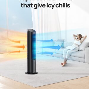 Dreo Tower Fans That Blow Cold Air, 40" Evaporative Air Cooler, Cooling Fan for Bedroom with 80° Oscillating, Remote Control, 3 Modes 4-Speed Quiet Floor Fan, Black