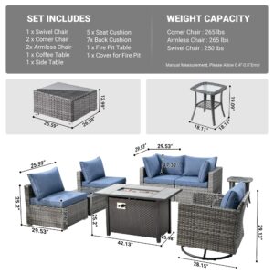 CAODOC 8 Piece Patio Furniture Set, Outdoor Sectional Conversation Set, Wicker Rattan Sofa Set with Coffee Table