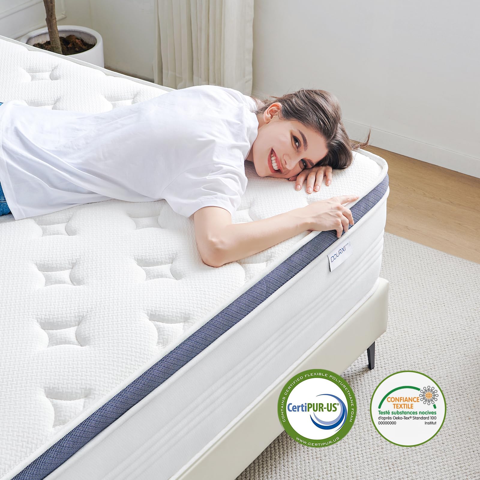 Dourxi Twin Mattress, 12 inch Hybrid Twin Size Mattress Gel Memory Foam for Pressure Relief with Waterproof Mattress Protector Included, Medium Plush