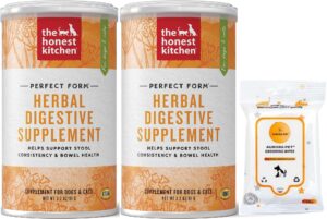 aurora pet bundle pack (2) the honest kitchen perfect form herbal digestive dog & cat supplement, (3.2-oz each) with aurorapet wipes