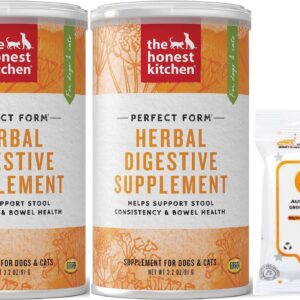 Aurora Pet Bundle Pack (2) The Honest Kitchen Perfect Form Herbal Digestive Dog & Cat Supplement, (3.2-oz Each) with AuroraPet Wipes