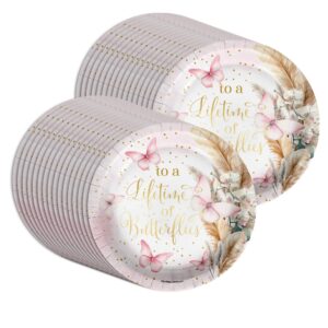 Birthday Galore Butterfly Bridal Shower Party Supplies Large 9" Paper Plates in Bulk 32 Piece