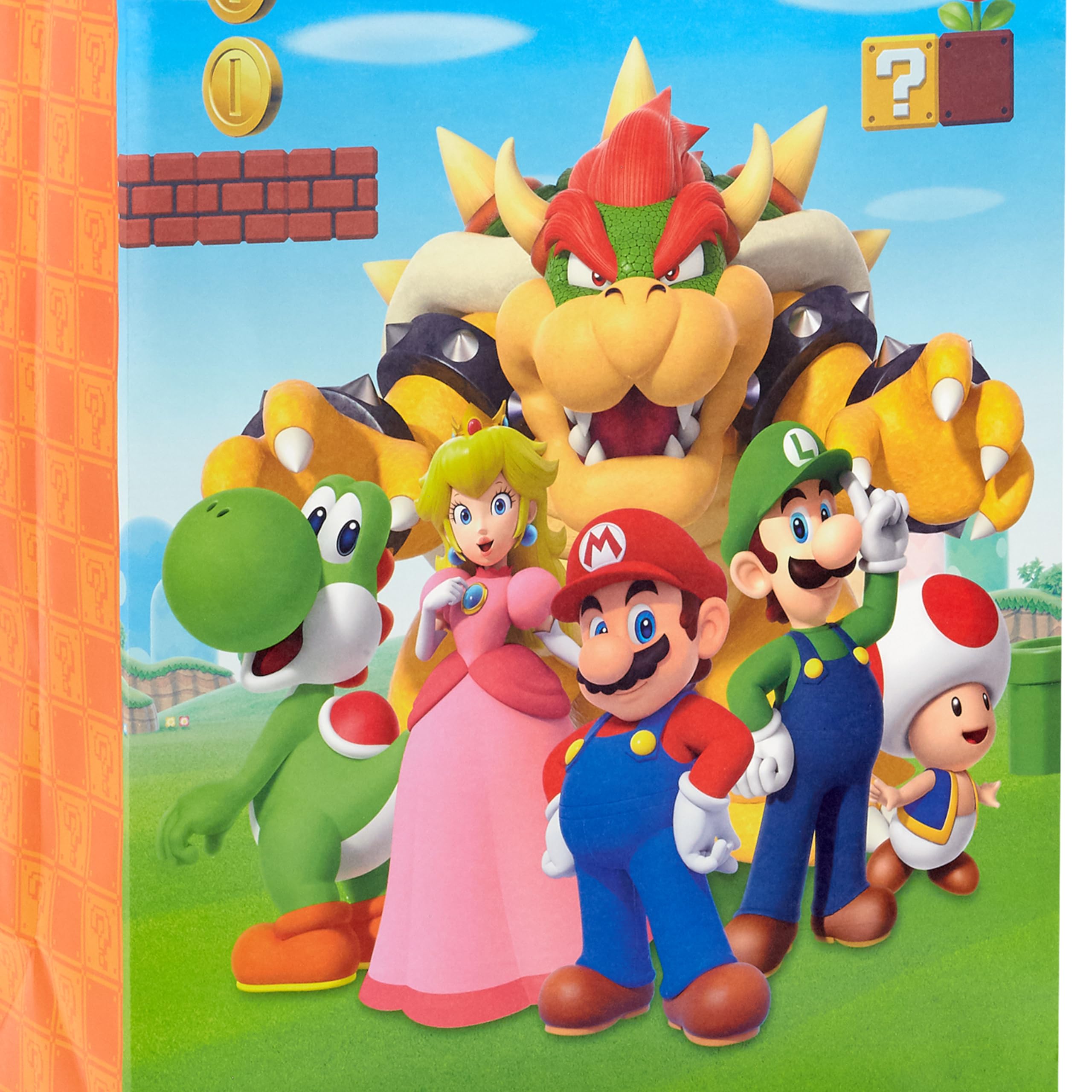 Hallmark Nintendo Super Mario Brothers Gift Bags (1 Large, 1 Extra Large) Luigi, Princess, Yoshi, Toad