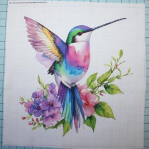 Fabric Panel 14"x14" Hummingbird 100% Cotton Quilting Panel Square AM1500