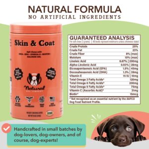 Natural Dog Company Skin & Coat Chews, Salmon & Peas Flavor, Dog Vitamins and Supplements for Healthy Skin & Coat, Itch Relief for Dogs with Allergies, with Biotin, Vitamin E, Omega 3, 180 Count