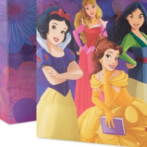 Hallmark Disney Princess Gift Bags (1 Large, 1 Extra Large) Ariel, Tiana, Rapunzel, Moana, Snow White, Belle