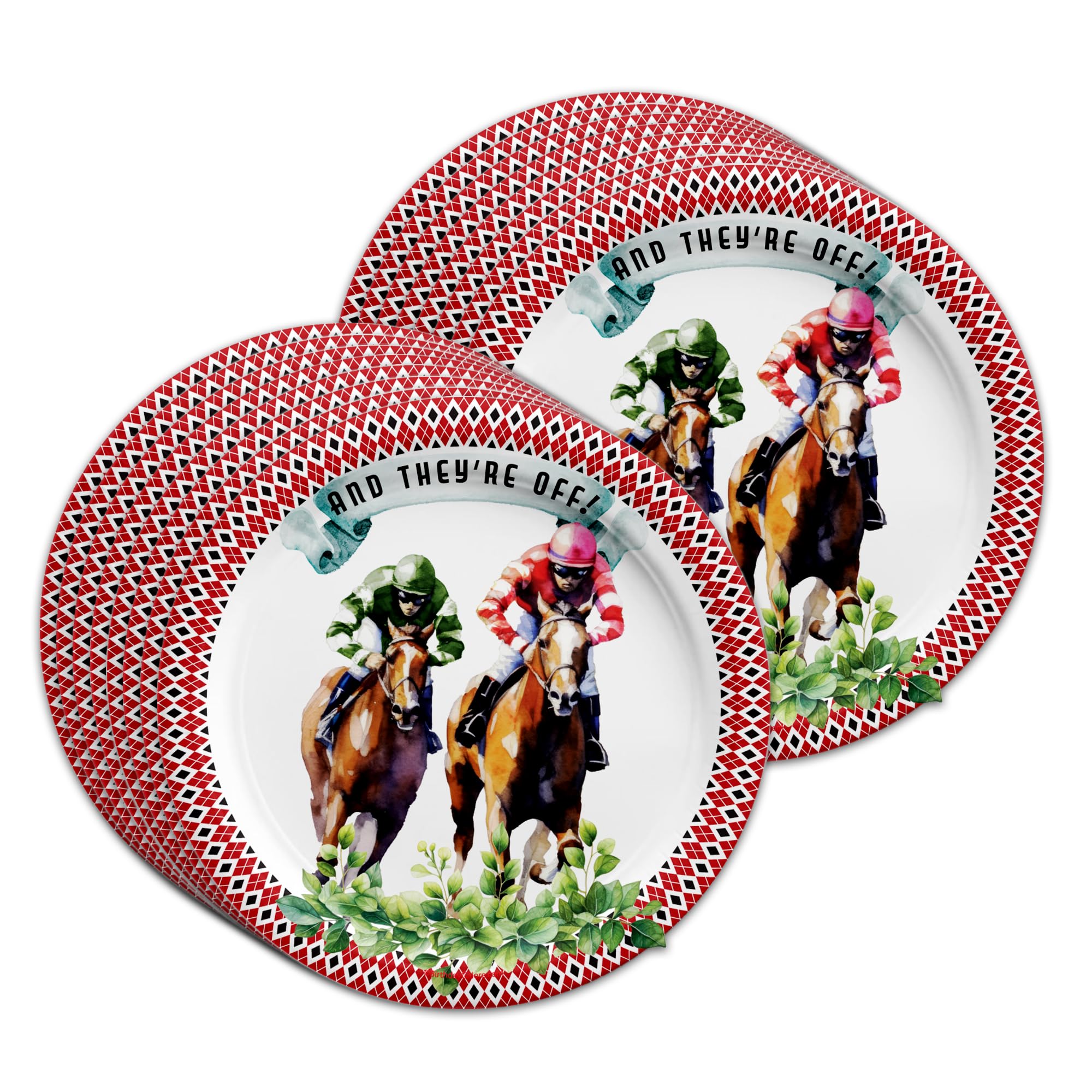 Derby Day Birthday Party Supplies - Kentucky Horse Racing Plates - Horse Bridal Shower - Tableware Set Includes Plates Napkins Cups - Kit for 16