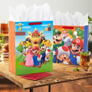 Hallmark Nintendo Super Mario Brothers Gift Bags (1 Large, 1 Extra Large) Luigi, Princess, Yoshi, Toad