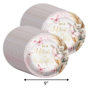 Birthday Galore Butterfly Bridal Shower Party Supplies Large 9" Paper Plates in Bulk 32 Piece