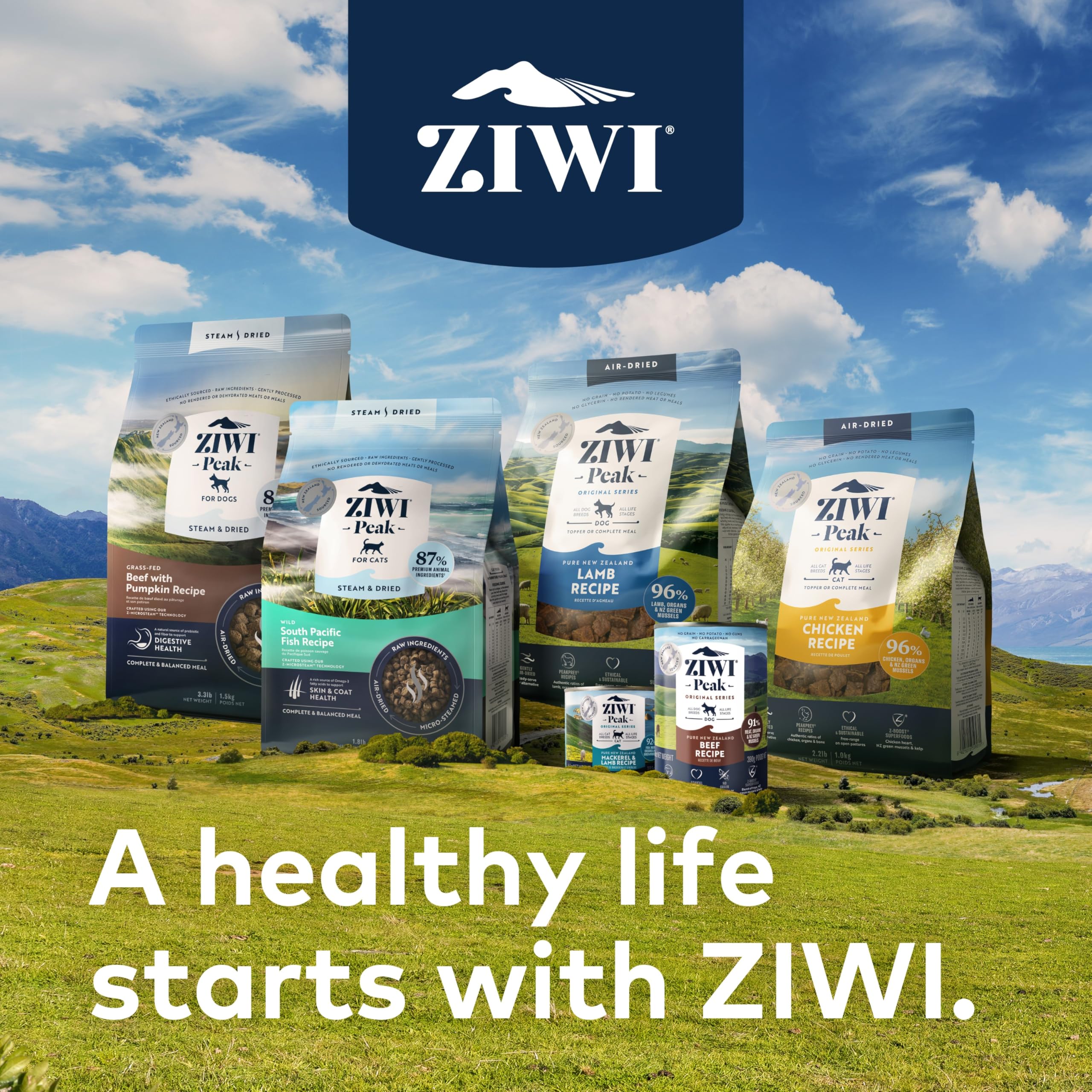 Ziwi Peak Steam & Dried Dog Food - Grass-fed Lamb w/Vegetables - High Protein, Low Carb, All Breeds & Lifestages, for Digestive Health (113.6oz)