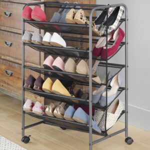 Whitmor 5-Tier Double Sided Shoe Cart, Gunmetal