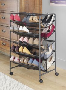 whitmor 5-tier double sided shoe cart, gunmetal