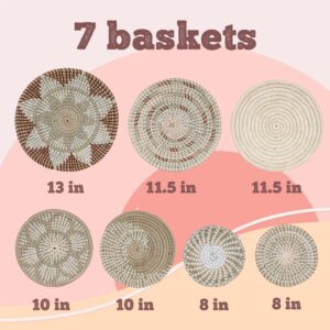 BOHO11 Boho Wall Decor Handcrafted Seagrass Boho Baskets Large Rustic Farmhouse Wall Decor; Round Woven Wicker Above Sofa or Bed Wall Decor (SeaVibe BOHO)